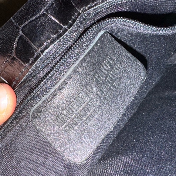 Maurizio Taiuti Black Leather Croc-Embossed Shoulder Bag - NWT - Made in Italy - Picture 5 of 8